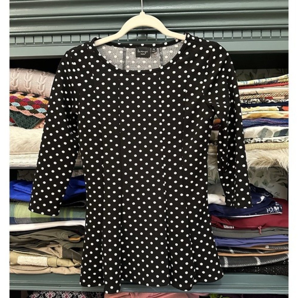 La Vanya Women's Black & White Petite Small‎ Blouse